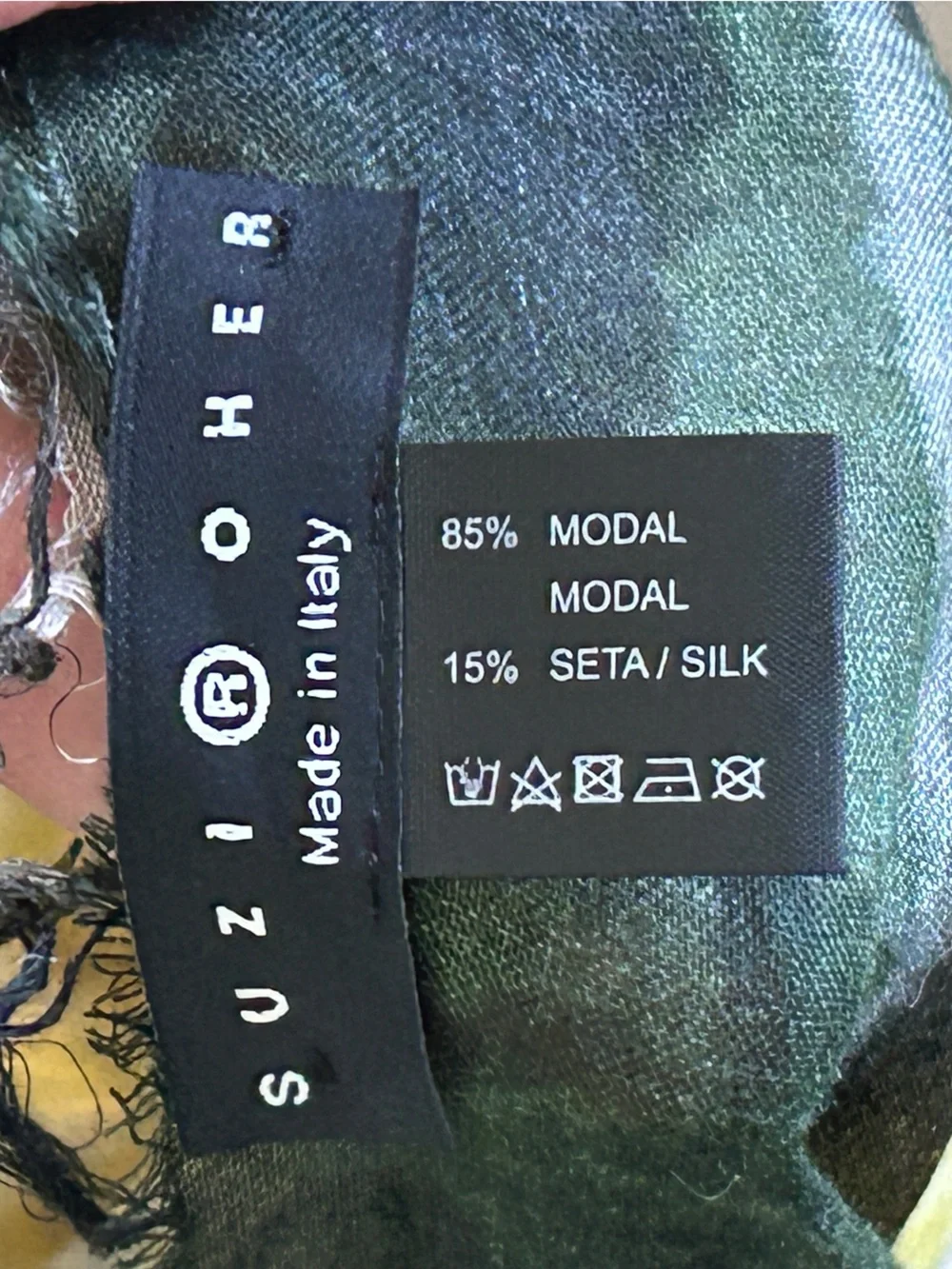 Suzi Roher Italy Multi Color Surreal Cafe Art Modal Silk Large Square Scarf Wrap